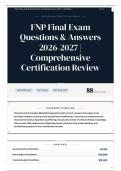 FNP Final Exam Questions & Answers 2026-2027 Comprehensive Certification Review