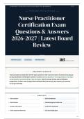 Nurse Practitioner Certification Exam Questions & Answers 2026-2027 Latest Board Review