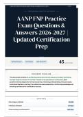 AANP FNP Practice Exam Questions & Answers 2026-2027 Updated Certification Prep