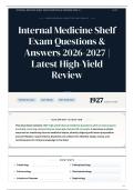 Internal Medicine Shelf Exam Questions & Answers 2026&sol;2027 Latest High-Yield Review