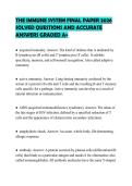 THE IMMUNE SYSTEM FINAL PAPER 2026&NewLine;SOLVED QUESTIONS AND ACCURATE&NewLine;ANSWERS GRADED A&plus;&NewLine;