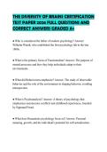THE DIVERSITY OF BRAINS CERTIFICATION&NewLine;TEST PAPER 2026 FULL QUESTIONS AND&NewLine;CORRECT ANSWERS GRADED A