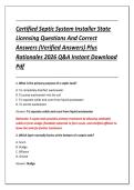 Certified Septic System Installer State &NewLine;Licensing Questions And Correct &NewLine;Answers &lpar;Verified Answers&rpar; Plus &NewLine;Rationales 2026 Q&A Instant Download &NewLine;Pdf 