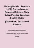 Nursing Detailed Research 2026 &vert; Comprehensive Research Methods&comma; Study Guide&comma; Practice Questions & Exam Review