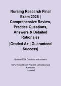 Nursing Research Final Exam 2026 &vert; Comprehensive Review&comma; Practice Questions&comma; Answers & Detailed Rationales
