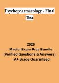 Psychopharmacology Final Test PDF &vert; Study Guide&comma; Practice Questions&comma; Psychiatric Medications & Exam Review 2026