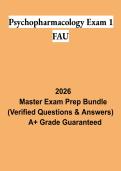 Psychopharmacology Exam 1 FAU PDF &vert; Study Guide&comma; Practice Questions&comma; Psychiatric Medications & Exam Review 2026