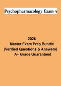 Psychopharmacology Exam 4 PDF &vert; Study Guide&comma; Practice Questions&comma; Psychiatric Medications & Exam Review 2026