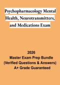 Psychopharmacology&colon; Mental Health&comma; Neurotransmitters & Medications PDF &vert; Study Guide&comma; Practice Questions & Exam Review 2026