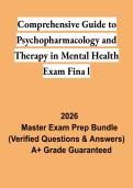 Comprehensive Guide to Psychopharmacology and Therapy Exam PDF &vert; Study Guide&comma; Practice Questions & Exam Review 2026