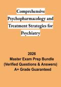 Comprehensive Psychopharmacology & Treatment Strategies for Psychiatry Test PDF &vert; Study Guide&comma; Practice Questions & Exam Review 2026
