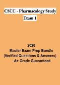 CSCC Pharmacology Study Exam 1 PDF &vert; Pharmacology Study Guide&comma; Practice Questions & Exam Review 2026