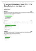 Organizational Behavior WGU C715 Final Exam Questions and Answers