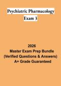 Psychiatric Pharmacology Exam 3 PDF &vert; Study Guide&comma; Practice Questions&comma; Psychiatric Medications & Exam Review 2026