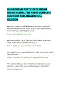SOS MECHANIC CERTIFICATE ENGINE&NewLine;REPAIR ACTUAL TEST PAPER COMPLETE&NewLine;QUESTIONS AND ANSWERS FULL&NewLine;SOLUTION&NewLine;