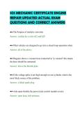 SOS MECHANIC CERTIFICATE ENGINE&NewLine;REPAIR UPDATED ACTUAL EXAM&NewLine;QUESTIONS AND CORRECT ANSWERS&NewLine;