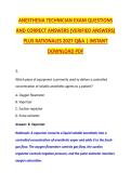 ANESTHESIA TECHNICIAN EXAM QUESTIONS &NewLine;AND CORRECT ANSWERS &lpar;VERIFIED ANSWERS&rpar; &NewLine;PLUS RATIONALES 2027 Q&A &vert; INSTANT &NewLine;DOWNLOAD PDF 