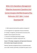 WGU C215 Operations Management &NewLine;Objective Assessment Questions And &NewLine;Correct Answers &lpar;Verified Answers&rpar; Plus &NewLine;Rationales 2027 Q&A &vert; Instant &NewLine;Download Pdf