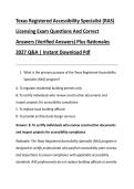 Texas Registered Accessibility Specialist &lpar;RAS&rpar; &NewLine;Licensing Exam Questions And Correct &NewLine;Answers &lpar;Verified Answers&rpar; Plus Rationales &NewLine;2027 Q&A &vert; Instant Download Pdf 