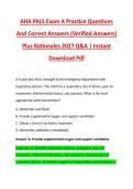 AHA PALS Exam A Practice Questions &NewLine;And Correct Answers &lpar;Verified Answers&rpar; &NewLine;Plus Rationales 2027 Q&A &vert; Instant &NewLine;Download Pdf 