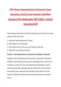Bundle for NYC Home Improvement Contractor Exam Questions And Correct Answers &lpar;Verified Answers&rpar; Plus Rationales 2027 Q&A &vert; Instant Download Pdf