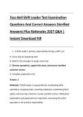 Taco Bell Shift Leader Test Examination &NewLine;Questions And Correct Answers &lpar;Verified &NewLine;Answers&rpar; Plus Rationales 2027 Q&A &vert; &NewLine;Instant Download Pdf