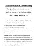 AWHONN Intermediate Fetal Monitoring &NewLine;Test Questions And Correct Answers &NewLine;&lpar;Verified Answers&rpar; Plus Rationales 2027 &NewLine;Q&A &vert; Instant Download Pdf