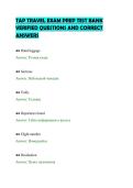 TAP TRAVEL EXAM PREP TEST BANK&NewLine;VERIFIED QUESTIONS AND CORRECT&NewLine;ANSWERS&NewLine;