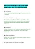 TAP TRAVEL UPDATED ACTUAL EXAM&NewLine;QUESTIONS AND CORRECT ANSWERS&NewLine;