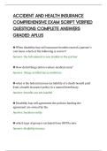 ACCIDENT AND HEALTH INSURANCE&NewLine;COMPREHENSIVE EXAM SCRIPT VERIFIED&NewLine;QUESTIONS COMPLETE ANSWERS&NewLine;GRADED APLUS
