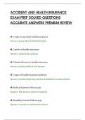 ACCIDENT AND HEALTH INSURANCE&NewLine;EXAM PREP SOLVED QUESTIONS&NewLine;ACCURATE ANSWERS PREMIUM REVIEW