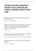 ACCIDENT AND HEALTH INSURANCE&NewLine;UPDATED ACTUAL QUESTIONS AND&NewLine;CORRECT ANSWERS COMPLETE STUDY&NewLine;GUIDE