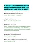 TCU SAWEY CONTEMPORARY ISSUES IN&NewLine;BIOLOGY EXAM PREP QUESTIONS AND&NewLine;ANSWERS FULL SOLUTION STUDY SHEET&NewLine;