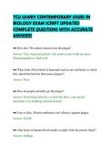 TCU SAWEY CONTEMPORARY ISSUES IN&NewLine;BIOLOGY EXAM SCRIPT UPDATED&NewLine;COMPLETE QUESTIONS WITH ACCURATE&NewLine;ANSWERS