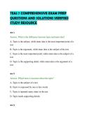 TEAS 7 COMPREHENSIVE EXAM PREP&NewLine;QUESTIONS AND SOLUTIONS VERIFIED&NewLine;STUDY RESOURCE&NewLine;