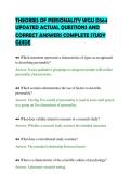 THEORIES OF PERSONALITY WGU D564&NewLine;UPDATED ACTUAL QUESTIONS AND&NewLine;CORRECT ANSWERS COMPLETE STUDY&NewLine;GUIDE&NewLine;