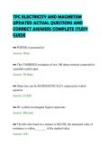 TPC ELECTRICITY AND MAGNETISM&NewLine;UPDATED ACTUAL QUESTIONS AND&NewLine;CORRECT ANSWERS COMPLETE STUDY&NewLine;GUIDE&NewLine;