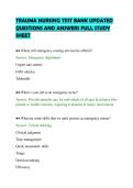 TRAUMA NURSING TEST BANK UPDATED&NewLine;QUESTIONS AND ANSWERS FULL STUDY&NewLine;SHEET&NewLine;