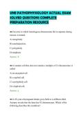 UNE PATHOPHYSIOLOGY ACTUAL EXAM&NewLine;SOLVED QUESTIONS COMPLETE&NewLine;PREPARATION RESOURCE&NewLine;