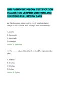 UNE PATHOPHYSIOLOGY CERTIFICATION&NewLine;EVALUATION VERIFIED QUESTIONS AND&NewLine;SOLUTIONS FULL REVIEW PACK&NewLine;