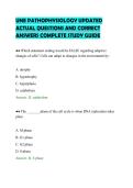 UNE PATHOPHYSIOLOGY UPDATED&NewLine;ACTUAL QUESTIONS AND CORRECT&NewLine;ANSWERS COMPLETE STUDY GUIDE&NewLine;
