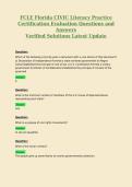 FCLE Florida CIVIC Literacy Practice&NewLine;Certification Evaluation Questions and&NewLine;Answers&NewLine;Verified Solutions Latest Update