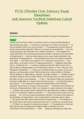 FCLE &lpar;Florida Civic Literacy Exam&NewLine;Questions&NewLine;and Answers Verified Solutions Latest&NewLine;Update
