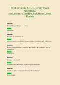 FCLE &lpar;Florida Civic Literacy Exam&NewLine;Questions&NewLine;and Answers Verified Solutions Latest&NewLine;Update 2