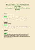 FCLE &lpar;Florida Civic Literacy Exam&NewLine;Questions&NewLine;and Answers Verified Solutions Latest&NewLine;Update 4