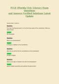 FCLE &lpar;Florida Civic Literacy Exam&NewLine;Questions&NewLine;and Answers Verified Solutions Latest&NewLine;Update 7