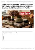 Indiana State Life and Health Insurance EXAM 2026 TEST&excl;&excl; Graded A&plus; &vert; 2025&vert;2026 EXAM UPDATE EXAM Questions with 100&percnt; Correct Answers &vert; Verified&NewLine;