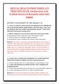 MENTAL HEALTH PROCTORED ATI &NewLine;PRACTICE EXAM 100 Questions with &NewLine;Verified Answers & Rationales 2026&sol;2027 &NewLine;Update