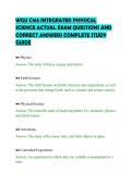 WGU C165 INTEGRATED PHYSICAL&NewLine;SCIENCE ACTUAL EXAM QUESTIONS AND&NewLine;CORRECT ANSWERS COMPLETE STUDY&NewLine;GUIDE&NewLine;