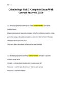 Criminology Unit 3&vert;Complete Exam With&NewLine;Correct Answers 2026